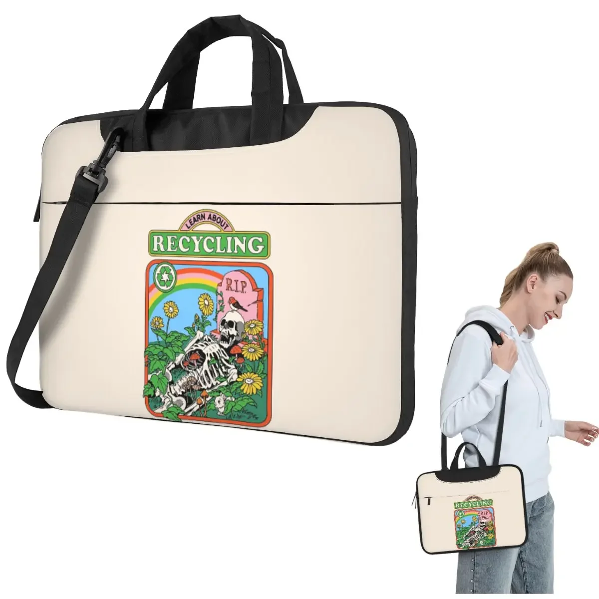 Learn About Recycling Crossbody Laptop Bag Case Computer Bag 13 14 15.6 Inch Notebook Pouch for Macbook Pro
