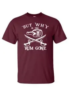 But Why Is The Rum Gone Parks T-Shirt (Adult Large, Dark Heather Grey)