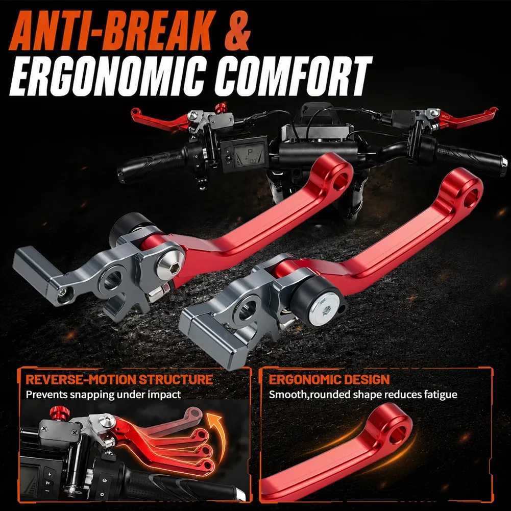 ABOK-Aluminum Ebike Adjustable Brake Clutch Levers For Yozma IN10 Electric Dirt Bike Accessories Red