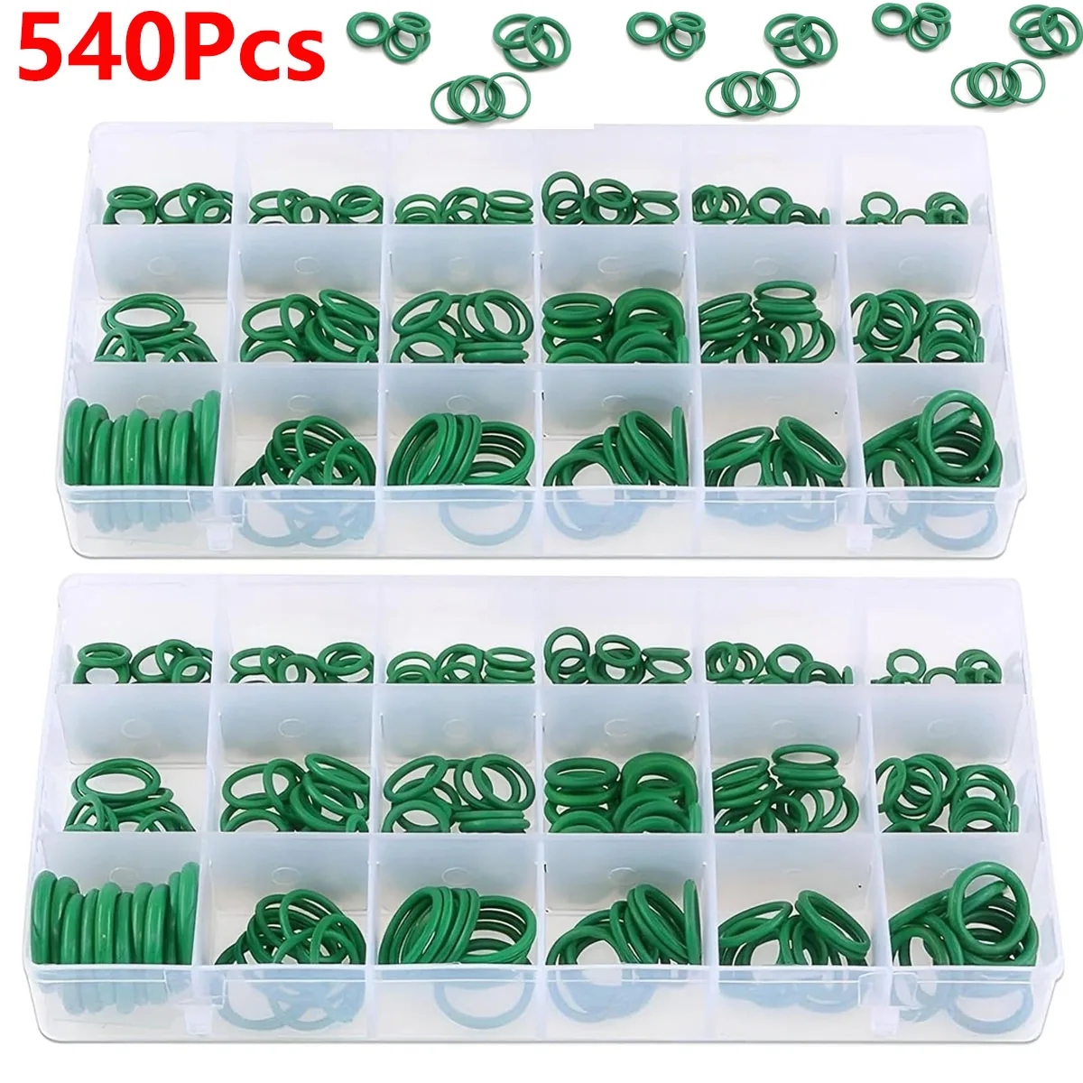 

540Pcs AC A/C System O-Ring Assortment Kit Set Rubber O-Ring Sealing Kit for Plumbing Automotive Faucet Air Conditioning Repair