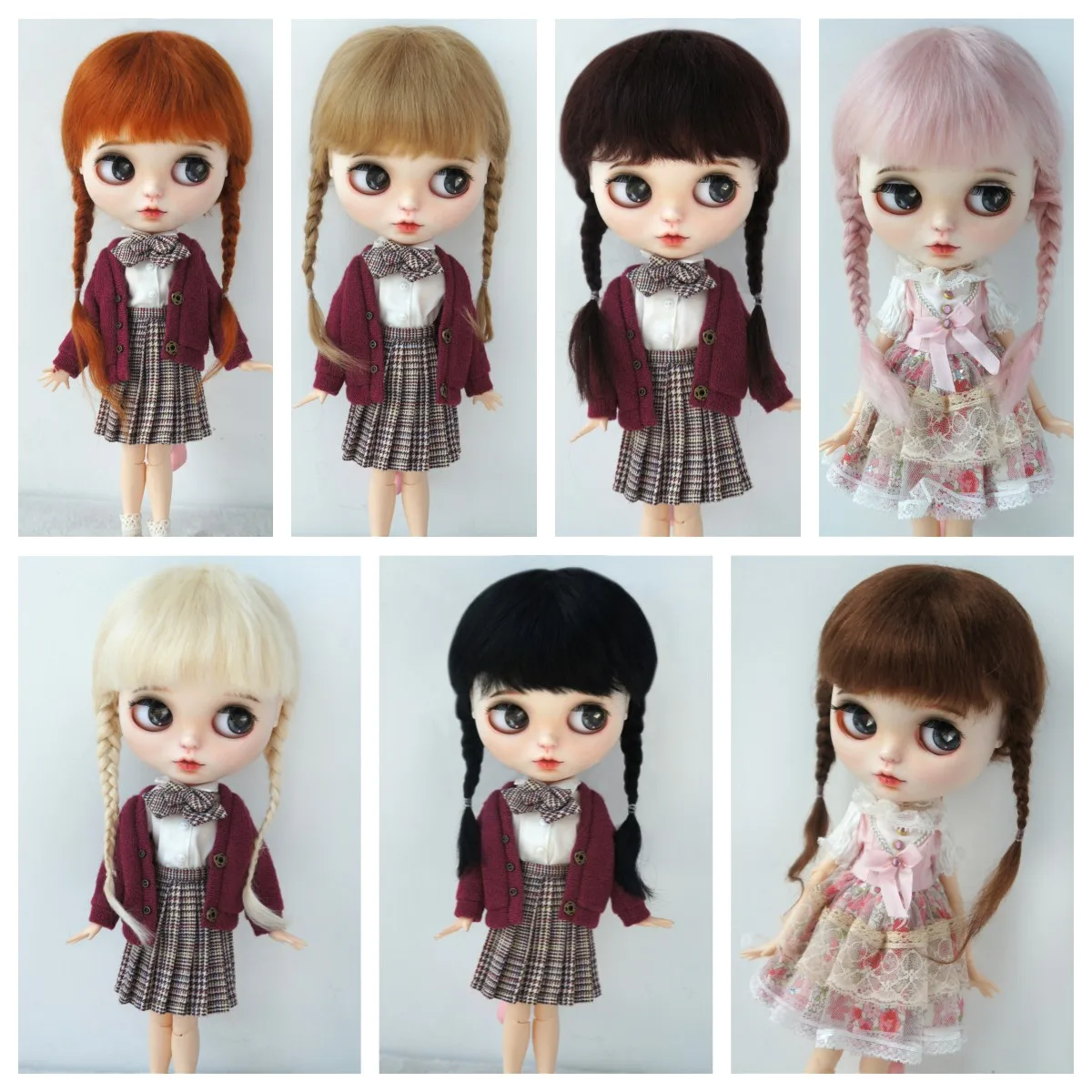 Jusuns Doll Wig JD018 BJD Hair Qbaby Blythes Mohair Pretty Anna Double Braid Country Girl Wig Doll Accessories