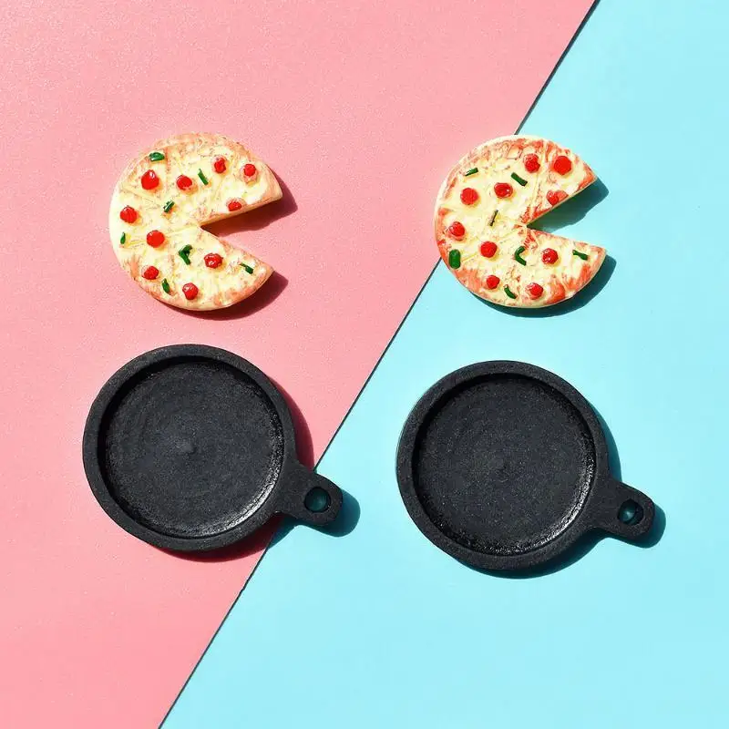 10pcs Mini Plate Pizza Fake Food Resin Miniature Figurine DIY Accessories Kawaii Cabochon Flatback Scrapbooking Decoration Craf