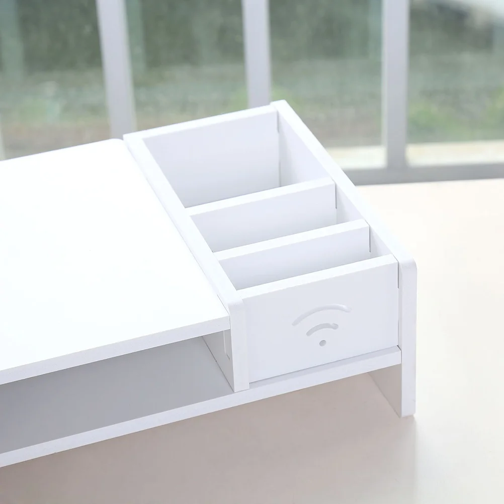 Imagem -04 - Organizador de Prateleira Aumentada Armazenamento de Escritório Suporte de Base de Computador Branco Organizador Desktop 38 cm 48cm