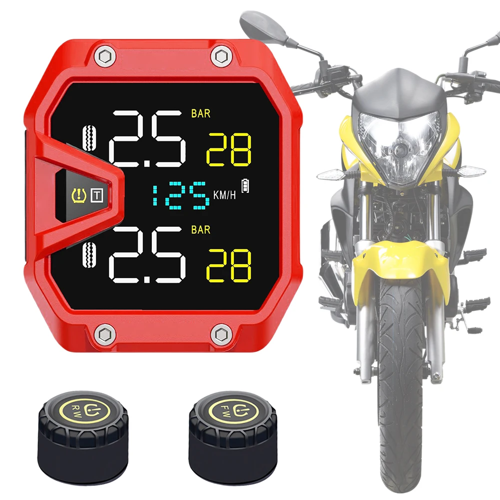 

Motorcycle Air Pressure Sensor QC3.0 Rapid Charging Motorcycle TPMS Heat Resist Bike Air Pressure Monitor for Emergencies Tool