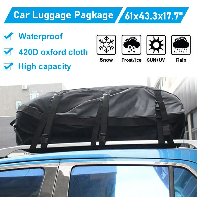 Car Roof Bag 155X110X45cm 420D Oxford Roof Box Waterproof Rooftop Luggage Carrier Storage Bag Travel Waterproof for SUV Cars