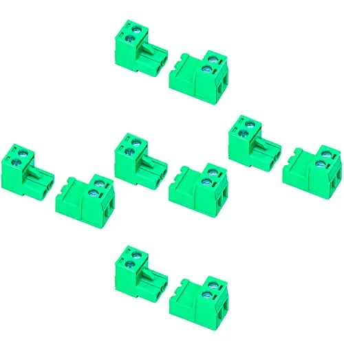 

5 Set 5.08mm 2 Pin Male & Female Phoenix Type Connector No Soldering Green PCB Screw Terminal Block 2 Pole