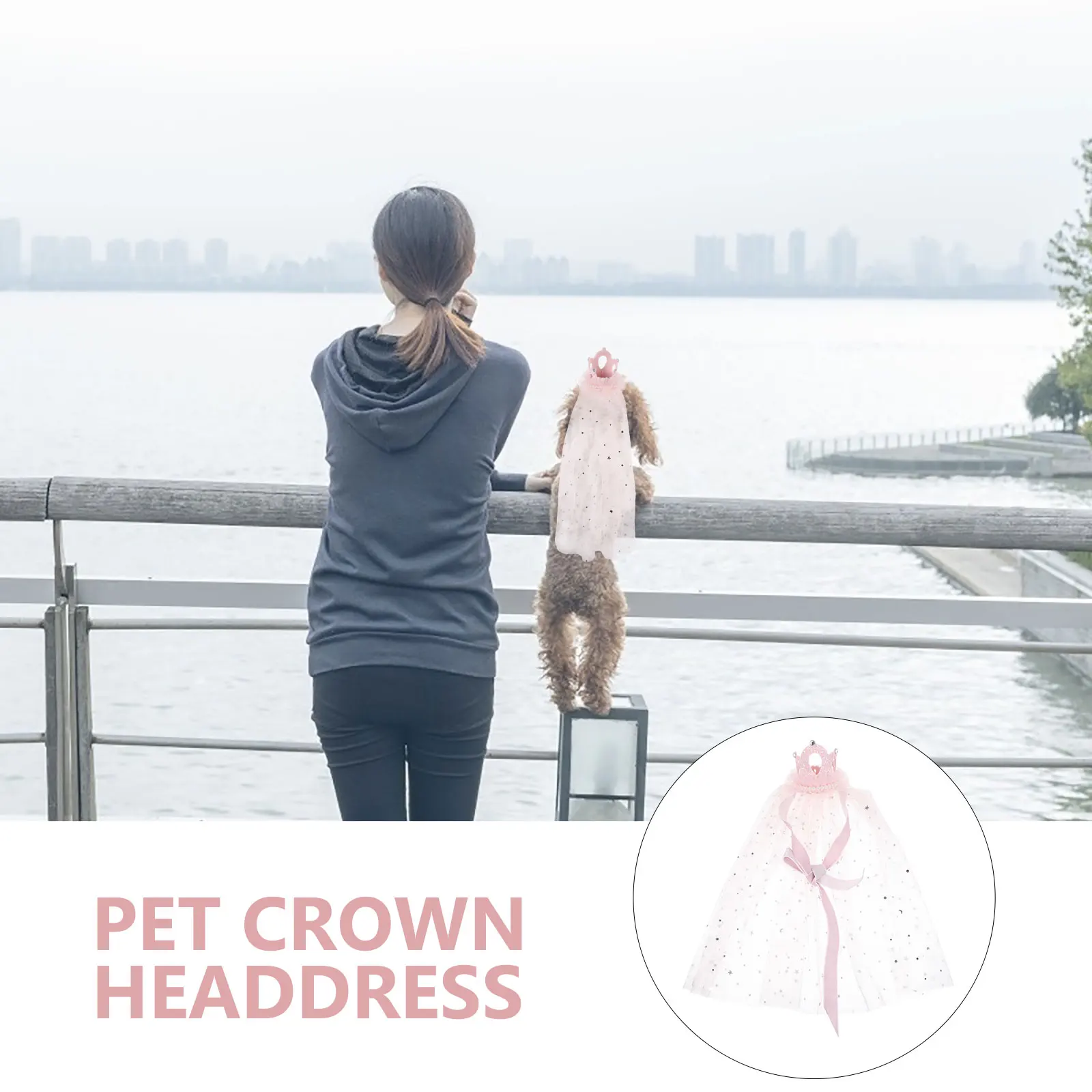 

Pet Crown Veil Adjustable Durable Lightweight Wedding Headpiece Dog Cat Bridal Veil for Wedding Costume