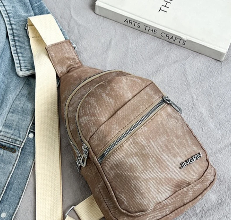 Koreanische Version Vielseitige Weiche Leder-Brusttasche für Herren Große Kapazität Reise-Umhängetasche für Damen Rucksack – Detail 8