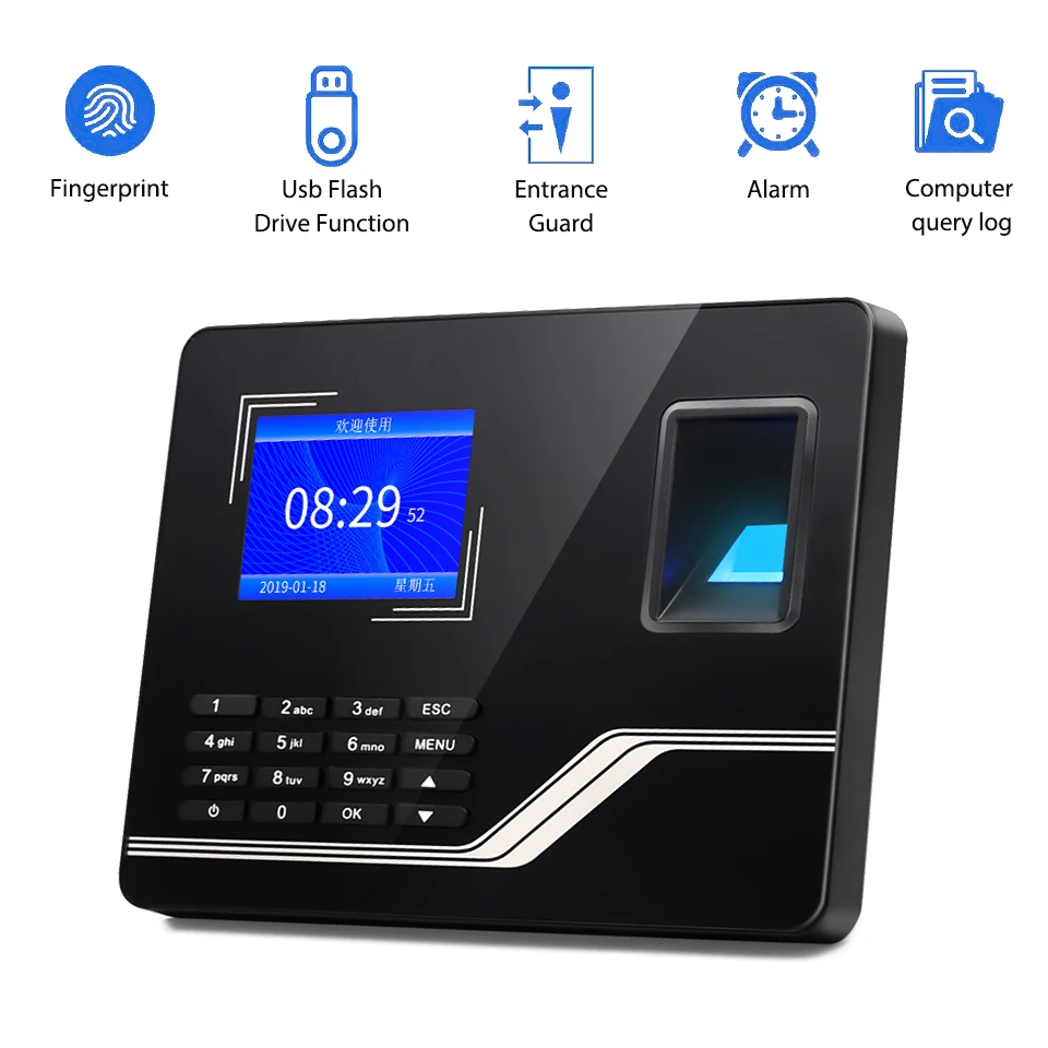 

Time Clocks for Employees Small Business TCP/IP Network Office Fingerprint Time Clock Automatic Punch in and Out Time Machine