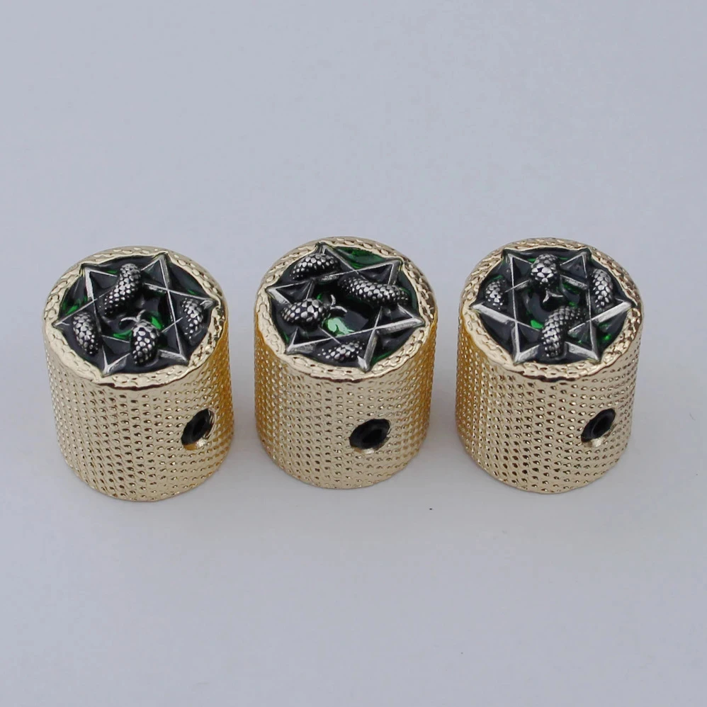 Potentiometer-Bedienknöpfe für E-Gitarre, Bass, Messing, Serpentinen-Stil – Detail 2