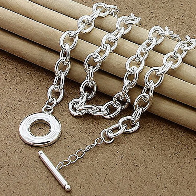

925 Sterling Silver 18 Inch Original Base Chain Necklace OT Buckle For Women Man Wedding Engagement Fashion Jewelry