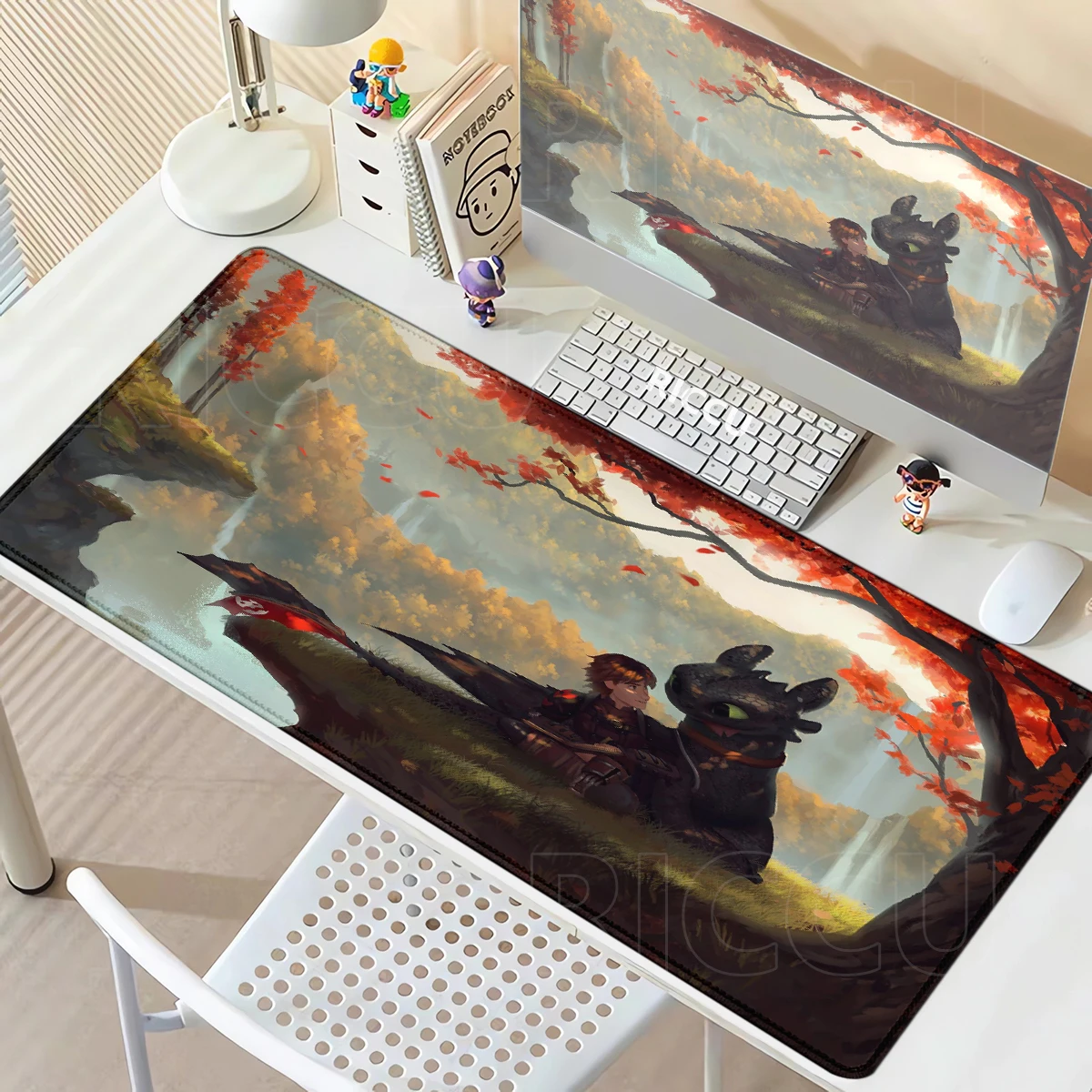 Anime Train Your Dragon Cute Toothless Mousepad Computer Gamers Locking Edge Non-slip Mouse Pad XXL90x40cm Keyboard PC Desk Mat