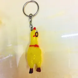1Pcs Squawking Rubber Chicken Keychain- Rooster Chick Novelty Gag Joke Jewelry