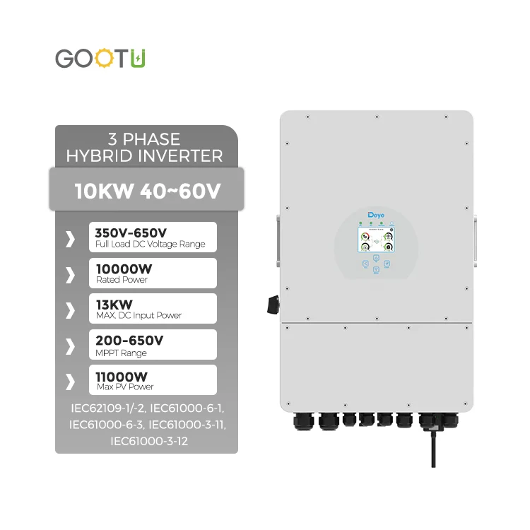 GOOTU 380V IP65 10KW Low Voltage Three Phase Hybrid Solar Inverter With WiFi Module And MPPT Solar Charge Controller