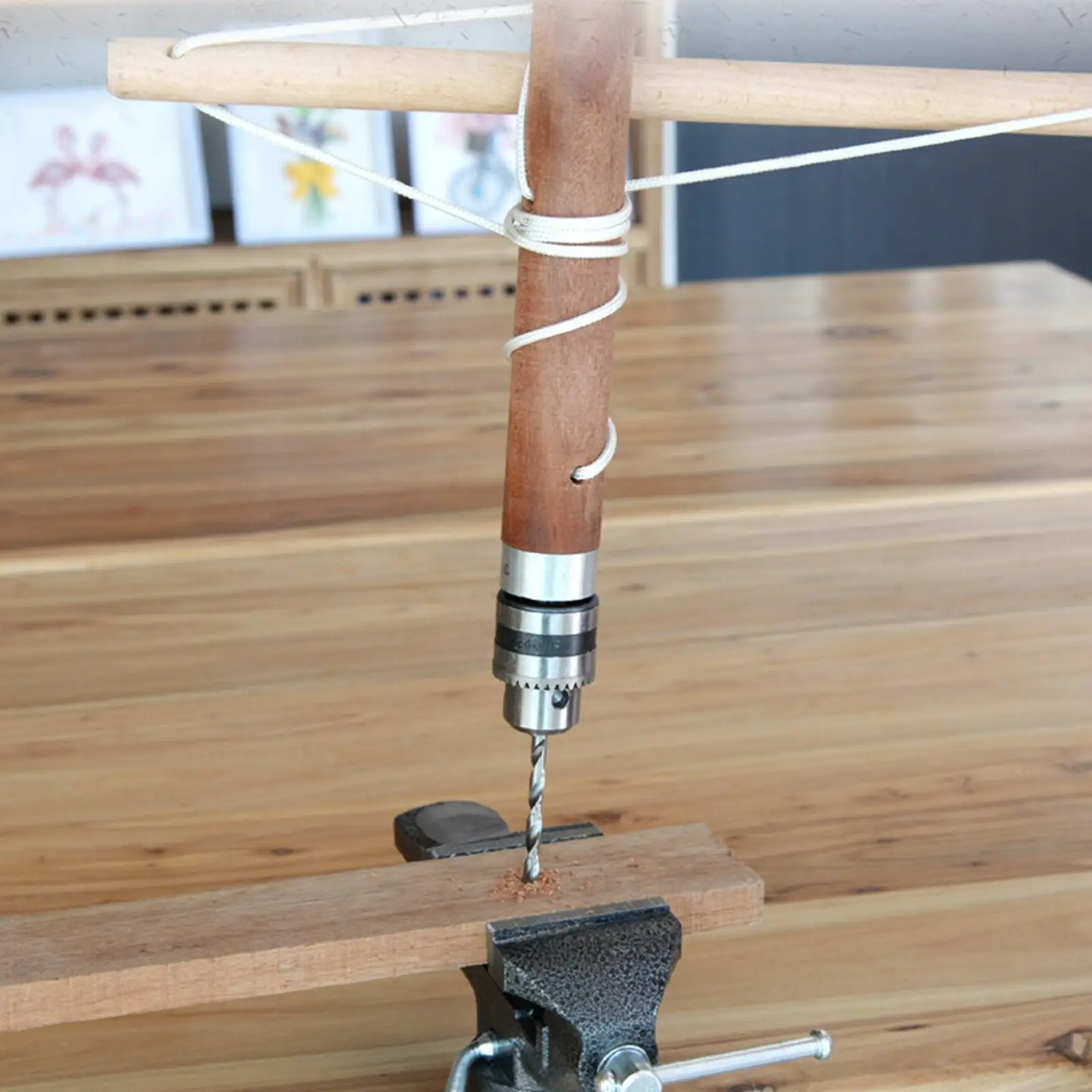 

Chinese Style Hand Drill Hole Opener Powerful Retro Woodworking Grip Handle Punch Tool