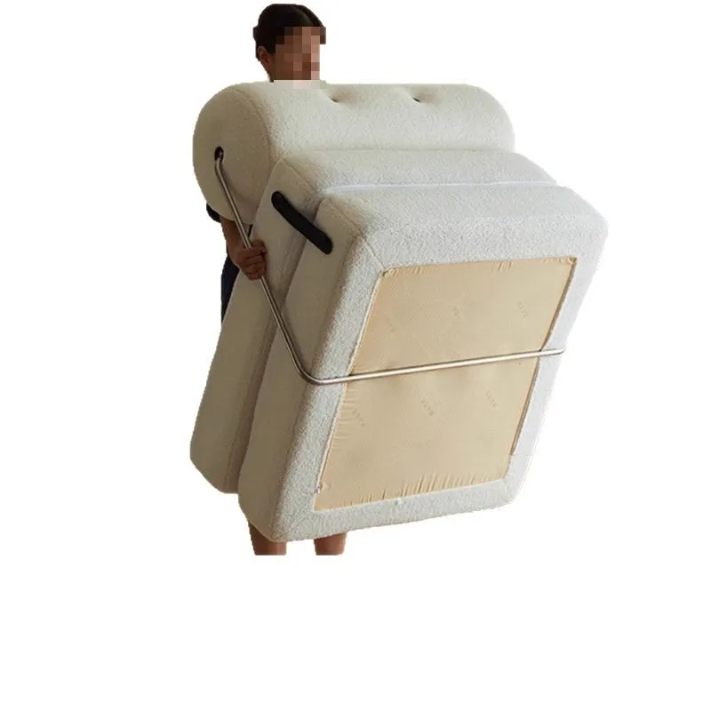 

Single sofa bed fabric living room lazy can lie down and sleep single small apartment simple modern tofu block folding