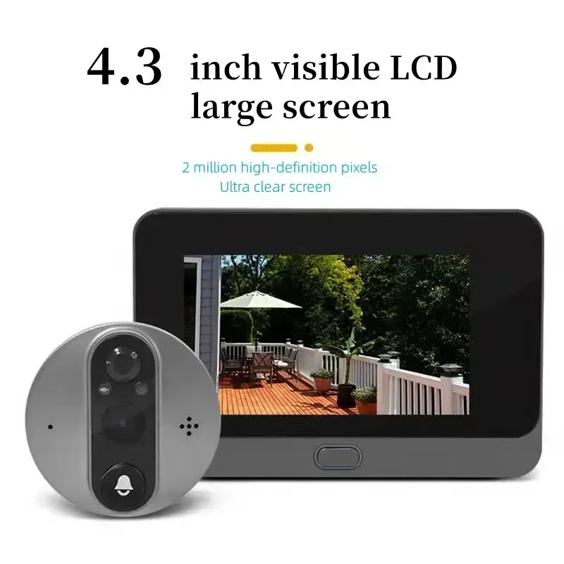 1080P Smart Digital Door Viewer campanello WIFI supporto per schermo da 4.3 pollici TUYA APP PIR grandangolare con campanello per visione notturna