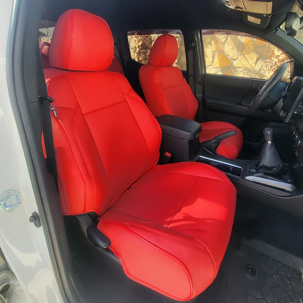 Maßgefertigte Autositzbezüge aus PU-Leder für 2024 2025 Toyota Tacoma Benzin Doppelkabine SR SR5 TRD Sport TRD Off-Road Limited 5-Sitzer – Detail 8
