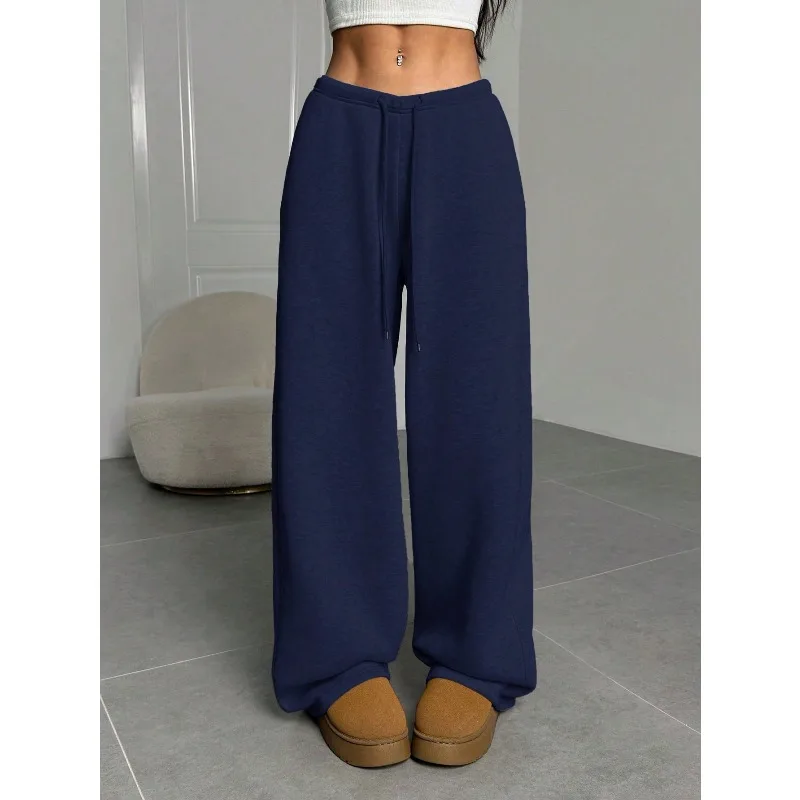 Pantalon de survêtement décontracté pour femmes, ample, couleur unie, cordon de serrage à la taille, tenue pour enseignant de remise de diplôme, pantalon ample pour la rentrée scolaire