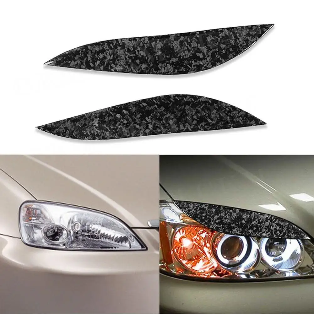 

CKMUUER for Honda Civic 2001 2002 2003 Headlight Covers Stickers Forged Carbon Fiber Front Bumper Eyebrow Decoration