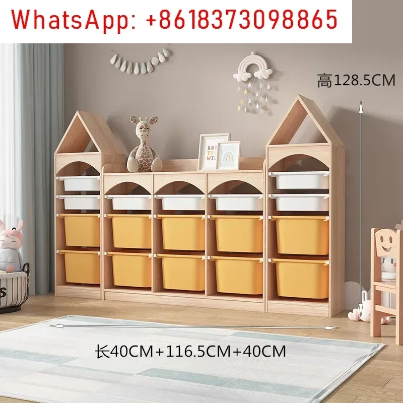 Opbergkast voor kinderspeelgoed Houten Shuffat-planken babyaclassificatie massief hout met meerdere niveaus