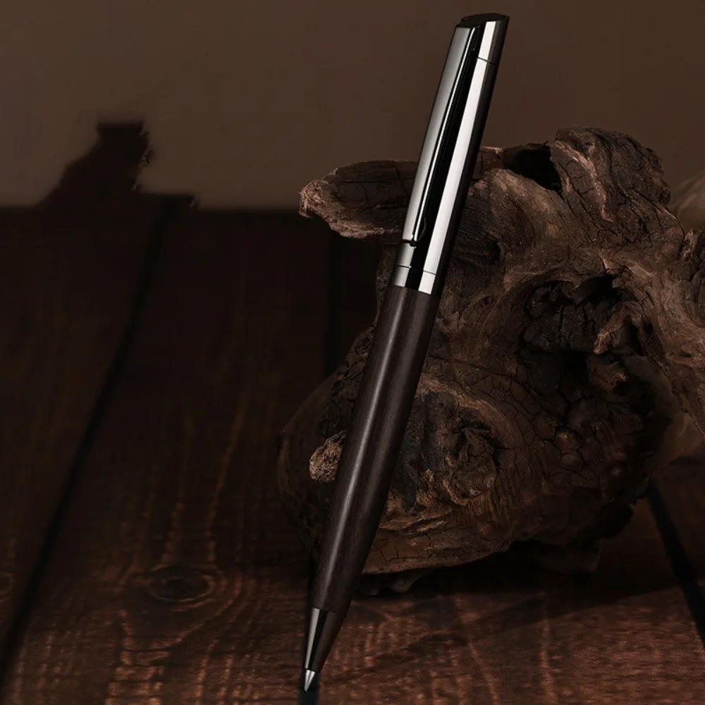 

New 0.5mm Metal Ballpoint Pen with Case Wood Barrel Gel Pens Smooth Writing Black Ink Pen Office