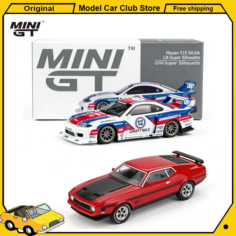 

МИНИ-ГТ 1:64 # 1122 Ford Mustang Mach1 1971 Гонка # 1022 S15 SILVIA красная модель автомобиля из сплава, миниатюрная литая под давлением коллекция игрушек в подарок