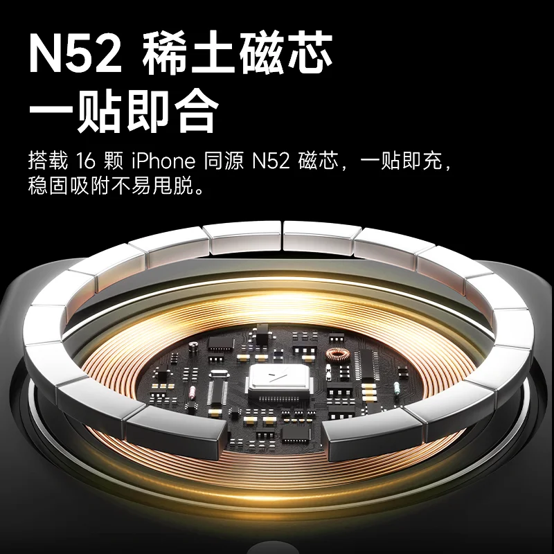 แบตเตอรี่สำรองแม่เหล็กคาร์บอนไฟเบอร์แบบบางพิเศษ รองรับ MagSafe ชาร์จไร้สายเร็ว 15W สำหรับ Apple แบบติดหลัง C2C3