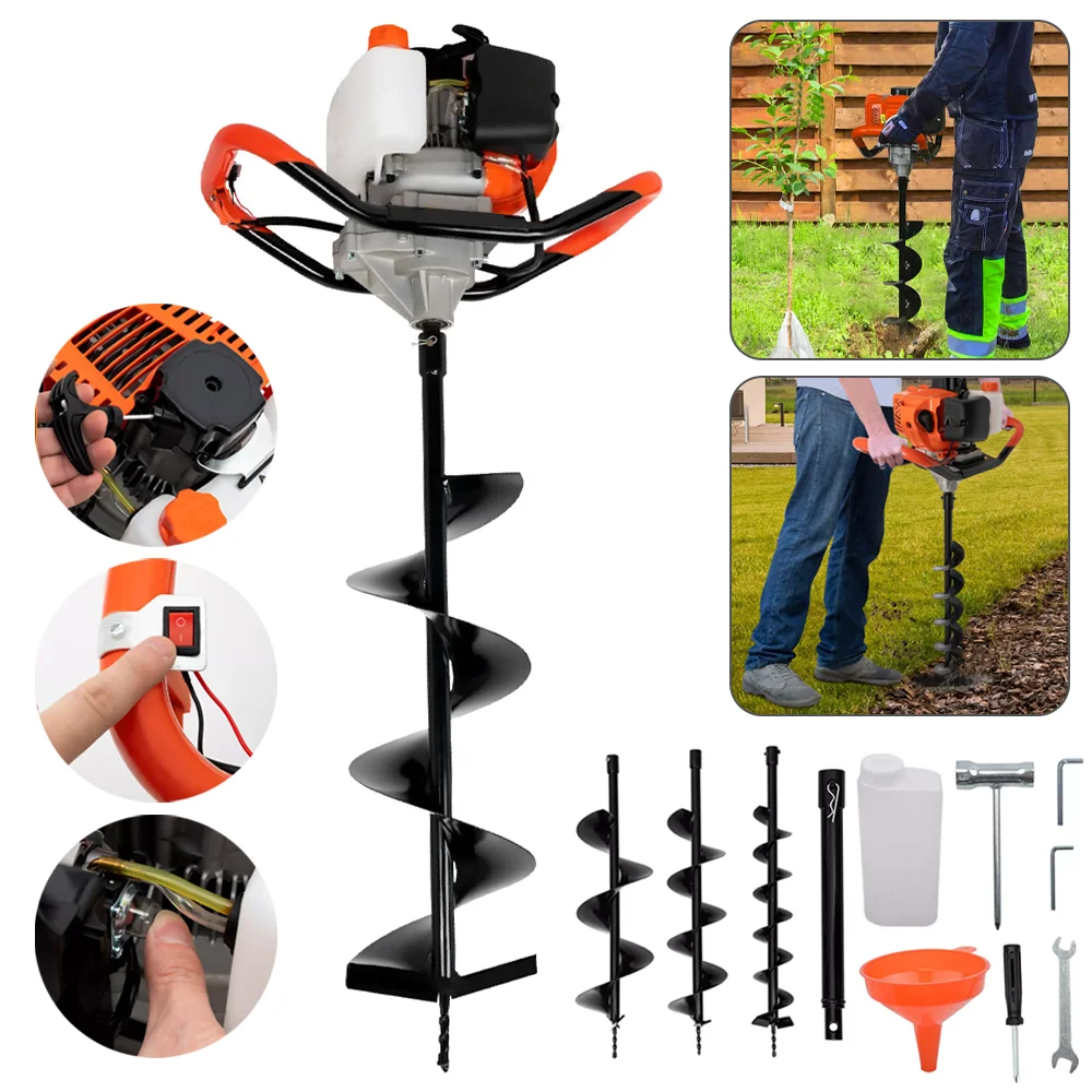 Pile Driver, 2-Stroke Petrol Fence Post Rammer, 52cc Petrol Post Driver, Fencing Pile Pounder, Handheld Knocker Pile Driver
