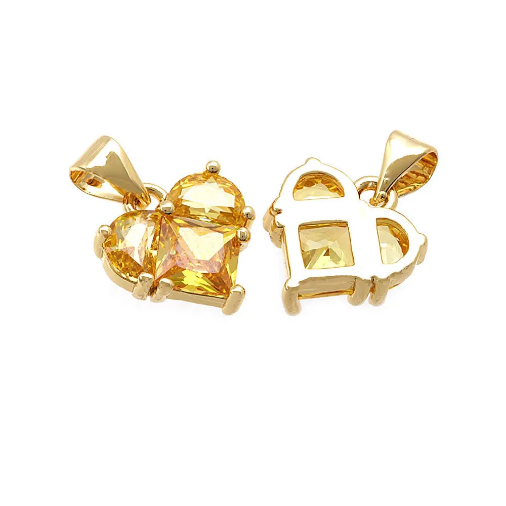18K Gold Farbe Messing und Zirkon Herz Charms Anhänger Hochwertige Schmuckherstellung Halskette Ohrringe Zubehör für Frauen – Detail 28