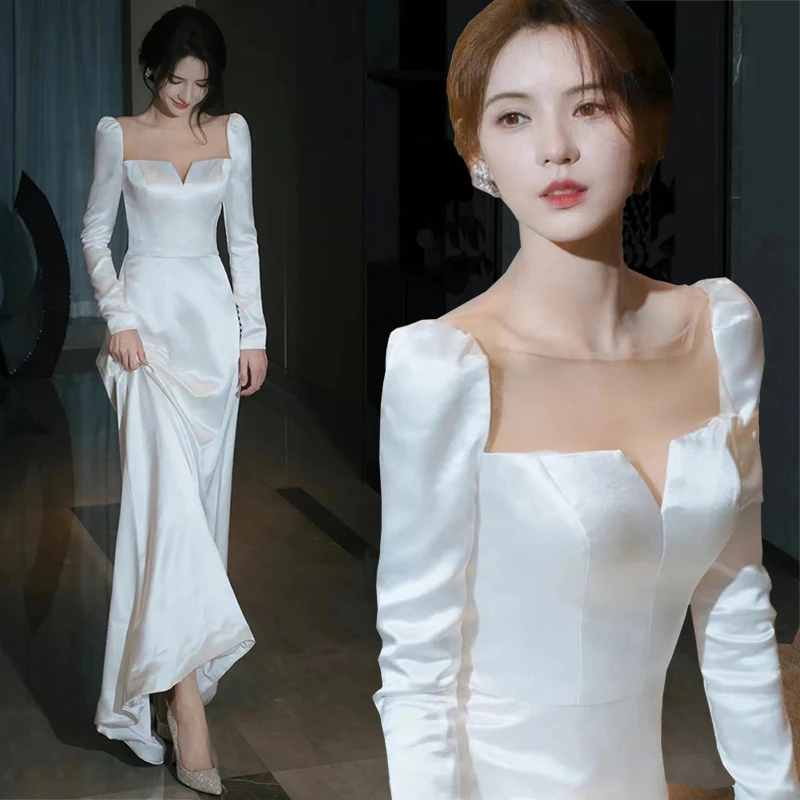 

Вечернее платье Ele 2025: Новинка, элитное, роскошное, с силуэтом «рыбий хвост», корейский стиль, длинный рукав, средняя талия, молния сзади, облегающее (бодикон)