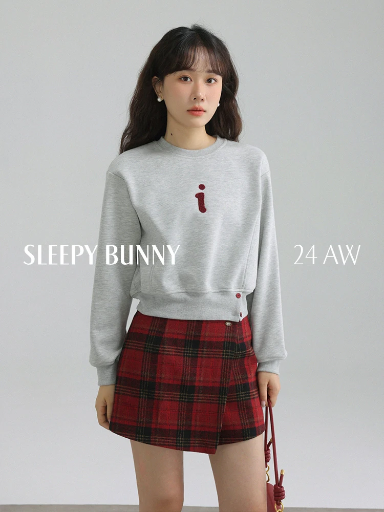 Casual Loose Comfy Embroidery Contrast Crewneck Sweatshirt Autumn Drop Shoulder Pullover Long Sleeve Oversized Lazy Women Top