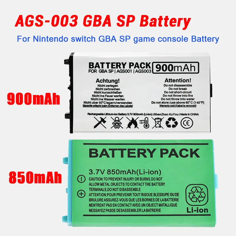 

AGS-003 Battery Game Boy GBA SP AGS003 850mAh 900mAh 3.7V Lithium Batteries for Nintendo GBASP Game Console Cell Replacement