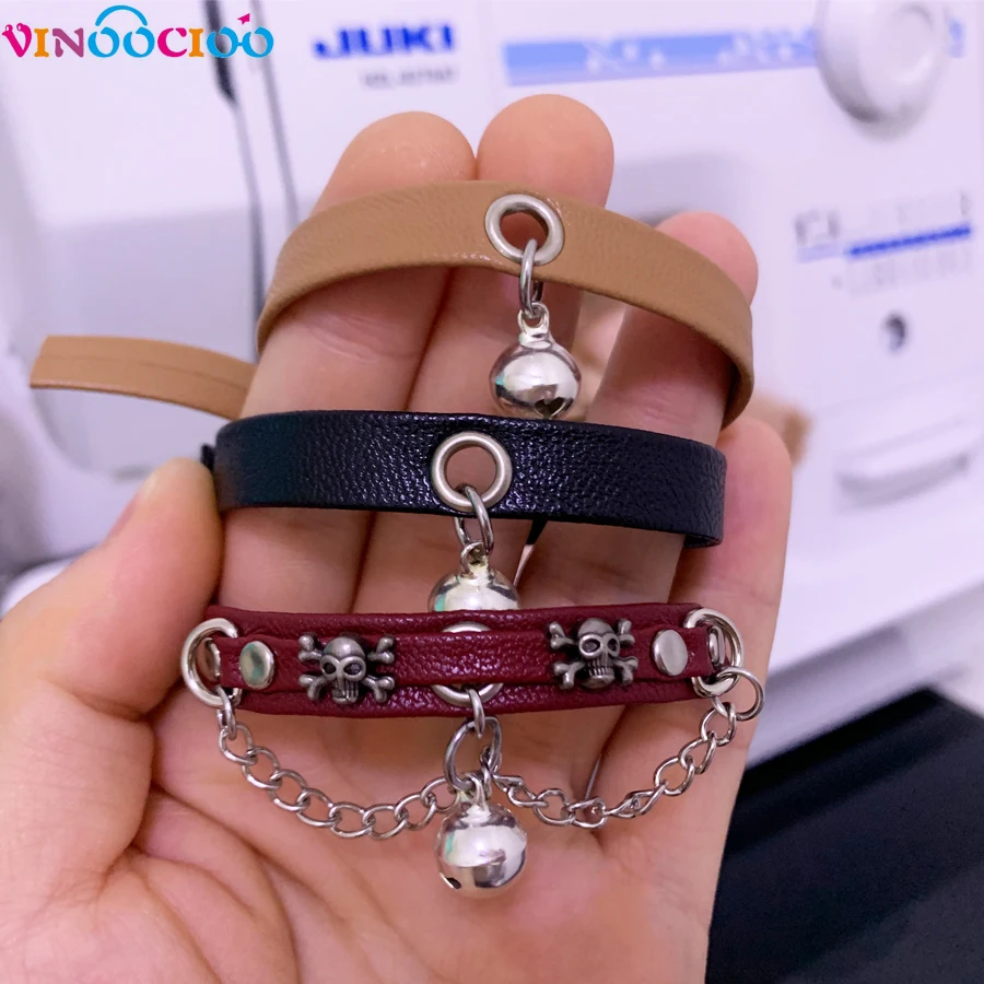 1Pc Artificial Leather Doll Choker Necklace for 20cm Cotton Dolls Mini Toy Doll Collar DIY Handmade Belt Doll Accessories