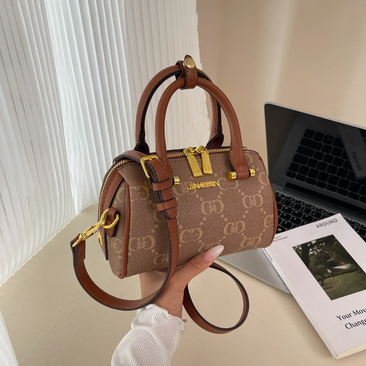 

2025 Textured Boston Pillow Bag, Luxury Shoulder Tote for Women, Chic Crossbody & Handheld Purse