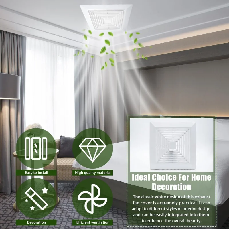 스프링이 있는 욕실 배기 팬 커버 9인치, 흰색 천장 또는 벽걸이형
