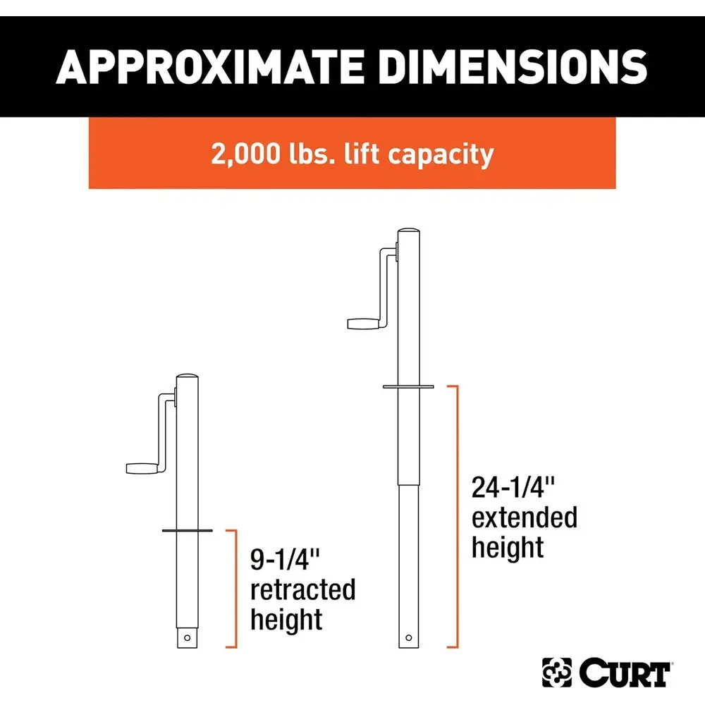 28204 A-Frame Trailer Jack, 3,000 lbs. Support Capacity, 15 Inches Vertical Travel