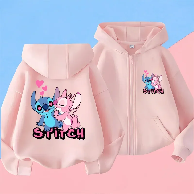 

Kawaii Lilo Stitch zipper Hoodie Kid Clothes Girls Clothing Fashion Baby Boys Clothes Autumn Warm Stitch Sweatshirt Children Top