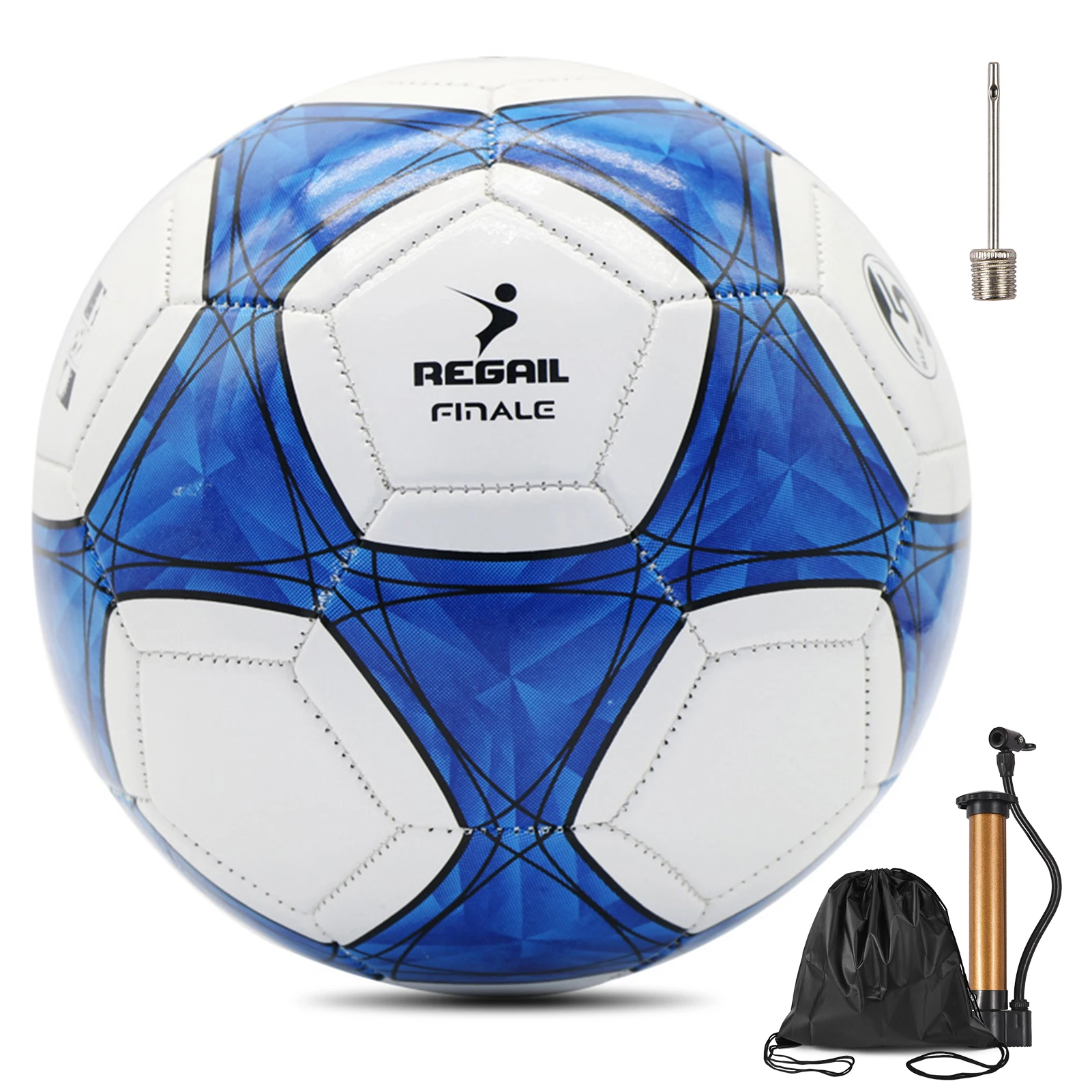 Size 5 PU Soccer Ball for Youth Machine Stitched Football with Pump Needle & Storage Bag for Outdoor Sports Training Match Game