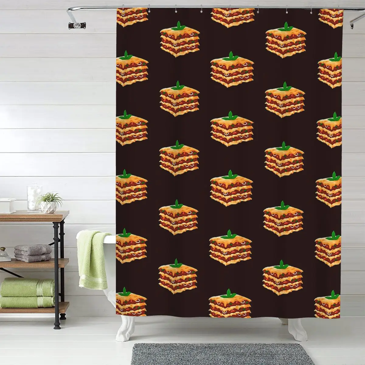 

Итальянская лазанья: 1 шторка для ванной из полиэстера, водонепроницаемая, с крючками