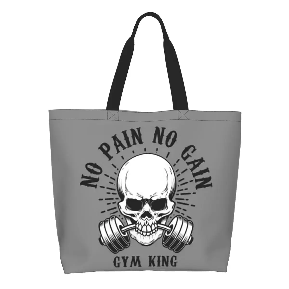 Powerhouse Gym Bodybuilding Fitness Motivational Quote Shopping Tote Bag Canvas Shoulder Bags Shopper Grocery Handbag for Women