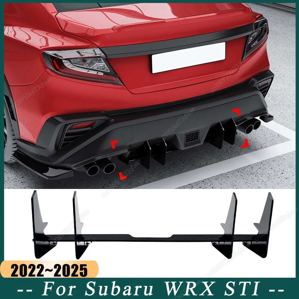 

Car Rear Bumper Diffuser Rear Side Splitters Spoiler Lip Body Kits For Subaru WRX STI 2022 2023 2024 2025 ABS Gloss Black Tuning