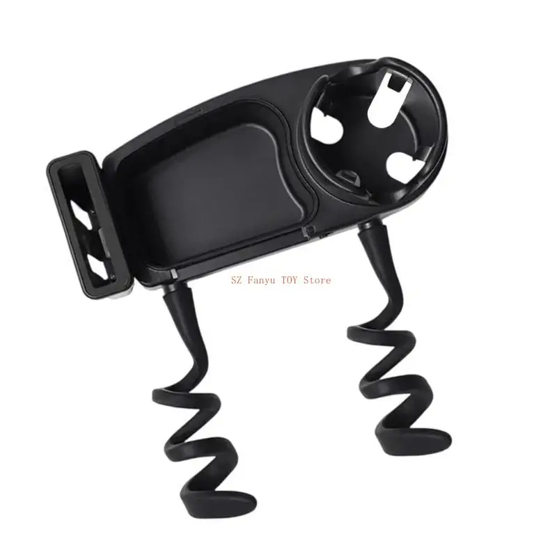 

96GC 3 in 1 Strollers Tray Flexible Arm Grip Cup Holder Cellphone Holder Detachable Tray for Snacks Pram Accessories