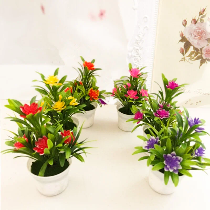 1 adet plastik yapay çiçek simülasyon Bonsai sahte Lotus saksı bitki ev dekor ofis dekor kırmızı/pembe/sarı/turuncu/mor