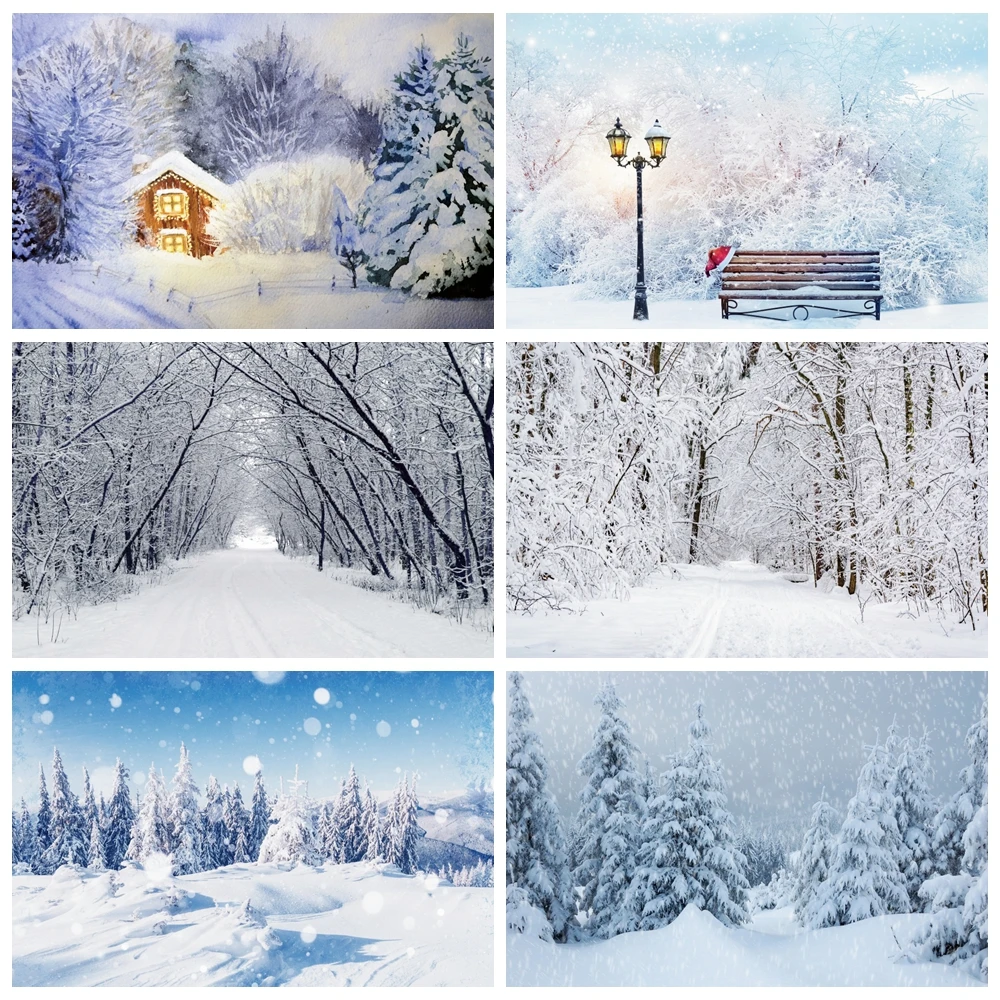 Yeele Winter Forest Tree Photocall Snow Scene Photography Backdrops Decoration Photographic Backgrounds For Photo Studio