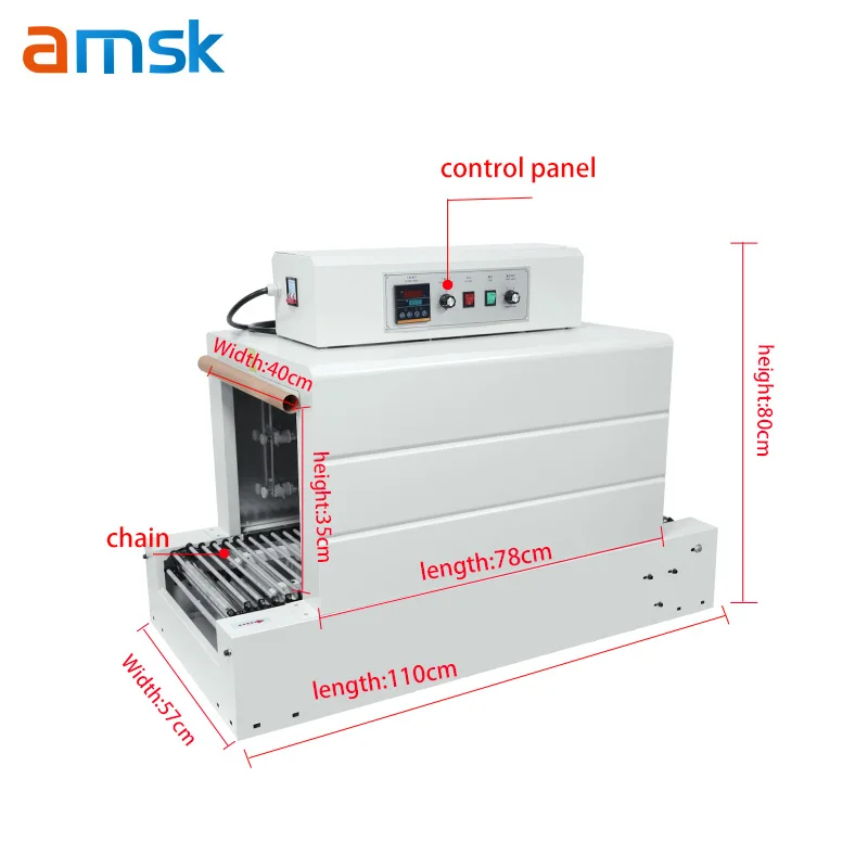 BS-4035 โซ่ขวดพลาสติกอัตโนมัติ PVC ความร้อนฟิล์มความร้อนอุโมงค์ฉลากหดบรรจุเครื่องห่อ