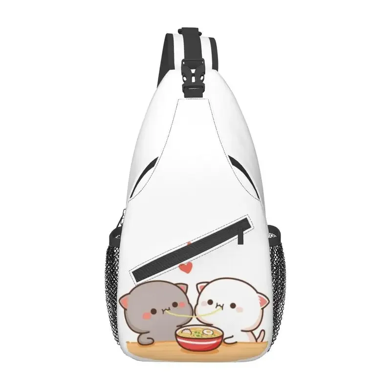 

Peach And Goma Mochi Cat Eating Ramen Sling Bag for Men Fashion Shoulder Chest Crossbody Backpack Traveling Daypack