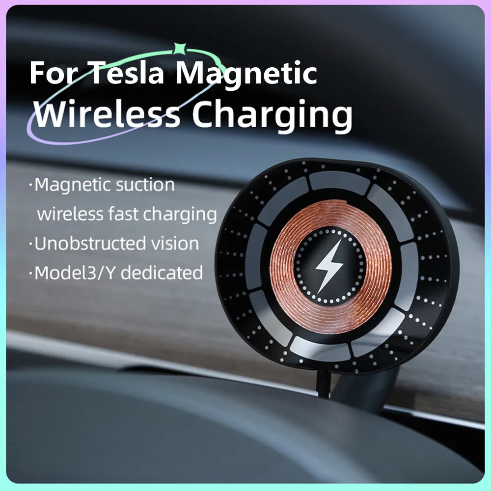 

Magnetic Wireless Car Charger Mount Adsorbable Smartphone Holder For Tesla Model 3 Y Car Phone Holder Mounts Accessoires