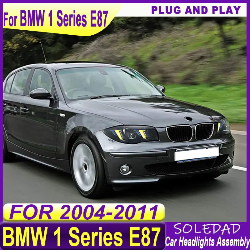 Car Lights for BMW 1 Series E87 2004 2005 2006 2007 2008 2009 2010 2011 LED Headlight DRL Head Lamp Animation Signal Accessory