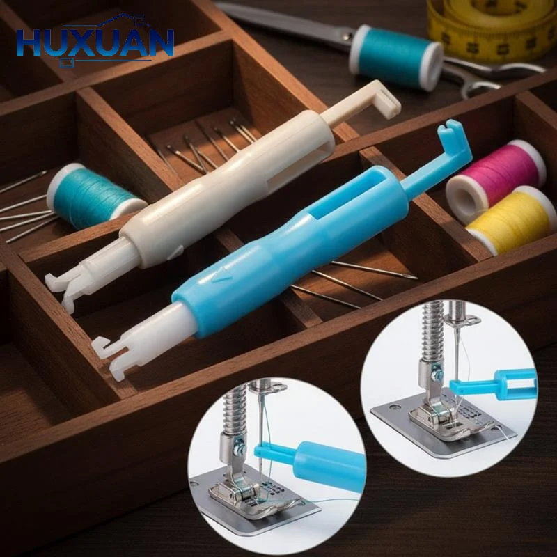Sewing Needle Inserter Automatic Needle Threader Bodkin Threading Tool For Sewing Machine Holds Firmly Blue White